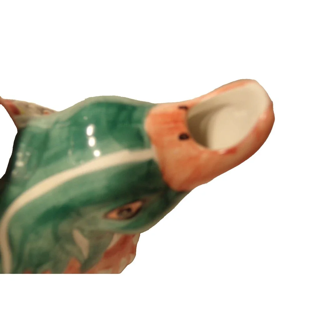 Vintage 1990's WCL 32oz. Goose Teapot Hand-painted with Flower Lid; Peach Green